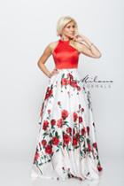 Milano Formals - Sleeveless Halter Neck Long Floral A-line Dress E2161