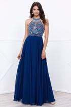 Beautiful Beaded High Neck Long A-line Dress