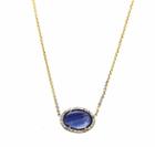 Tresor Collection - Blue Sapphire Pendant With Diamond Pave All Around In 18k Yg
