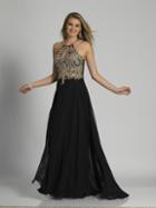 Dave & Johnny - 3115w Gilded Halter A-line Dress