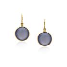 Tresor Collection - Calcidony Simple Round Dangle Earring In 18k Yellow Gold