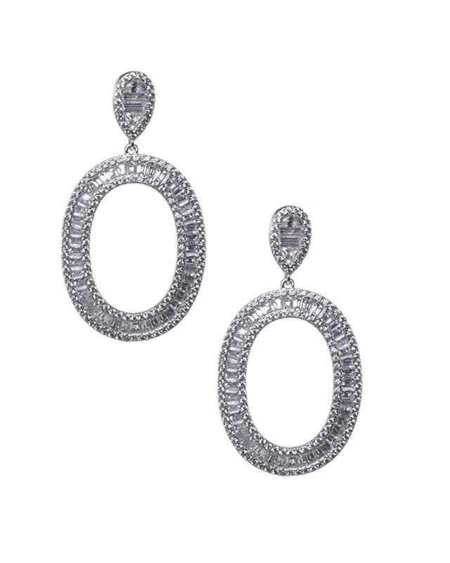 Cz By Kenneth Jay Lane - Baguette Oval Drop Earrings