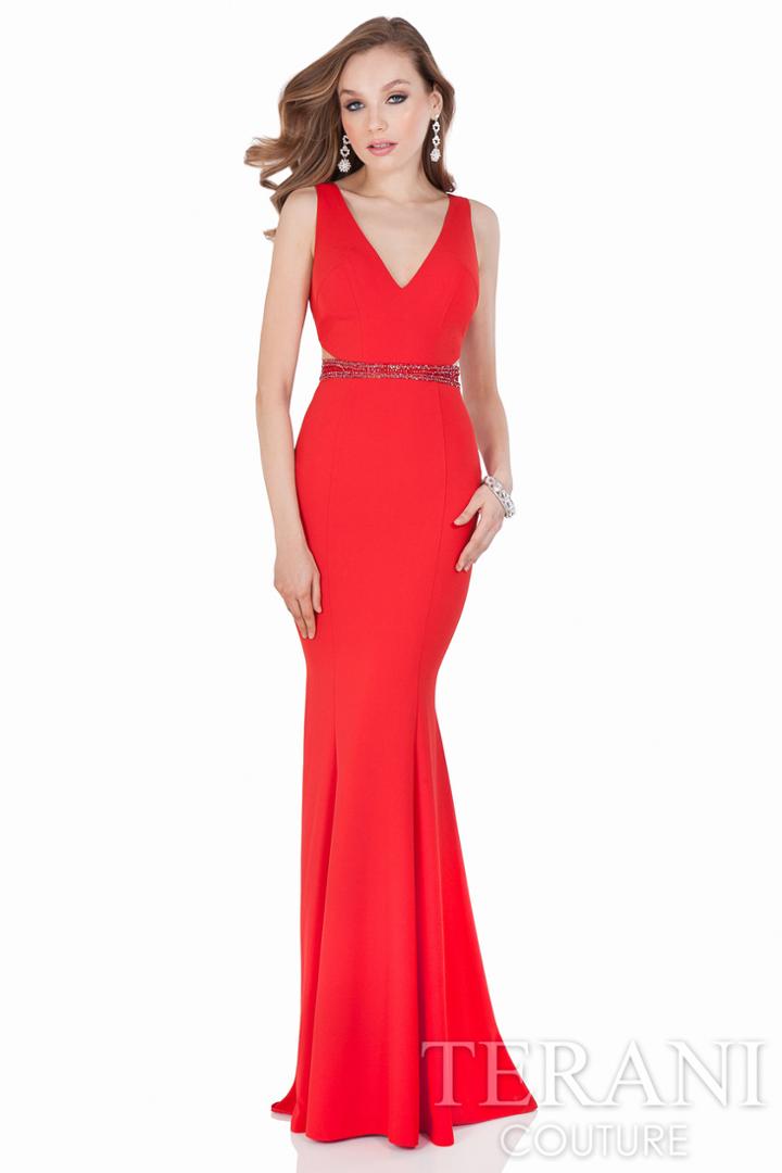 Terani Evening - Embellished V-neck Gown With Slit 1621e1499