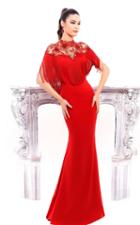 Tarik Ediz - 93340 Fringed Crepe Mermaid Gown