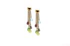 Tresor Collection - 18kt Yellow Gold Earring With Multi Color Stones Drops
