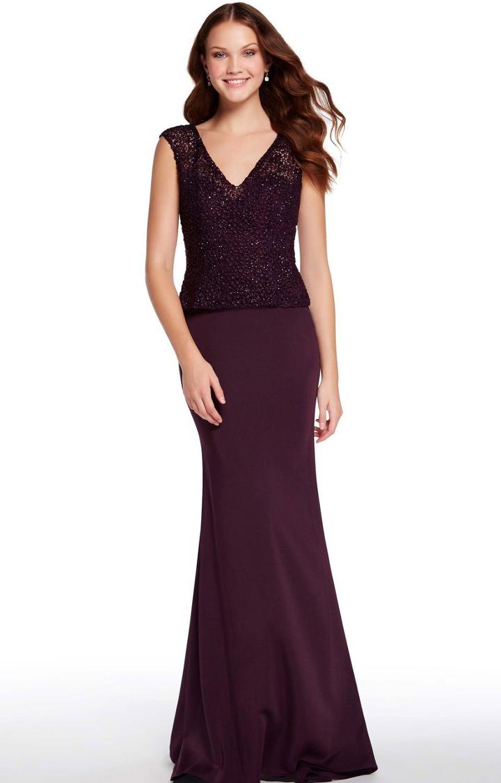 Alyce Paris - 27239 Cap Sleeve Beaded Lace Crepe Gown