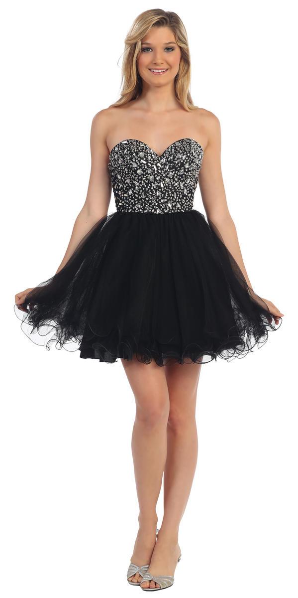 Crystal Embellished Sweetheart Bodice Cocktail Dress