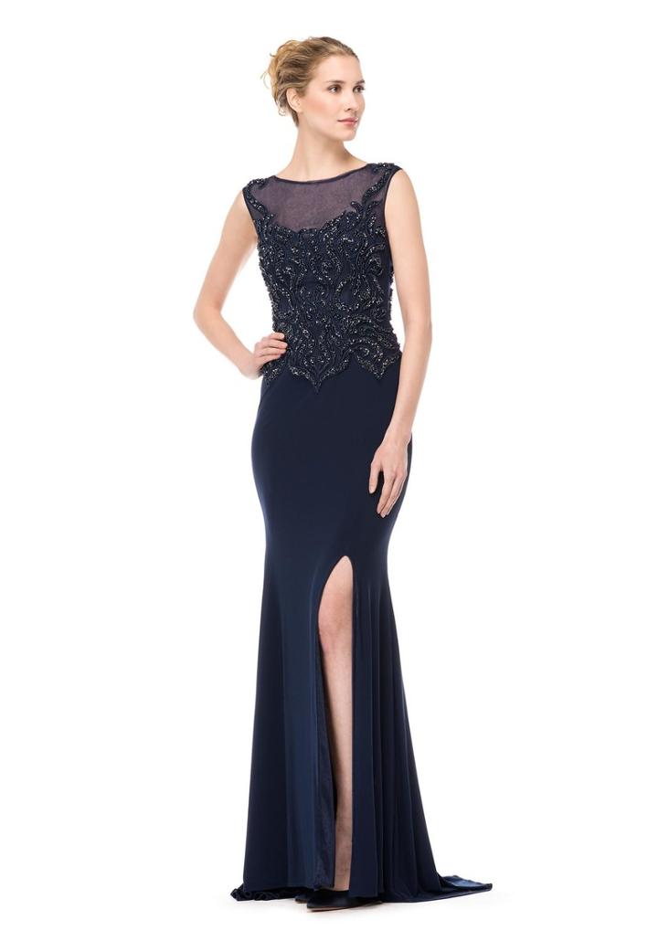 Marsoni By Colors - M155-1 Beaded Baroque Illusion Gown