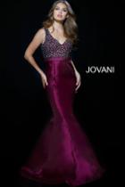 Jovani - 47998 Beaded V-neck Mikado Mermaid Dress