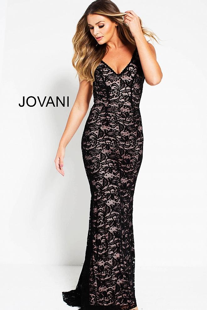 Jovani - 52084 Sleeveless Lace V-neck Sheath Dress