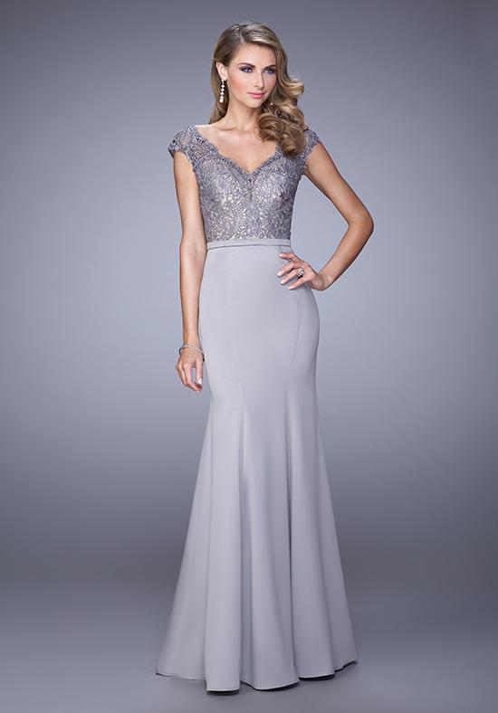 La Femme - 21702 Laced V-neck Trumpet Dress