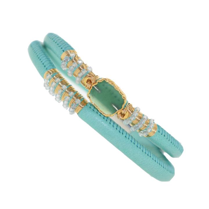 Mabel Chong - Aquamarine Leather Wrap-bracelet-wholesale