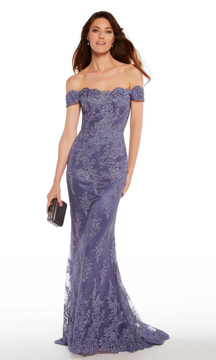 Alyce Paris - 27249 Lace V-neck Chiffon A-line Dress