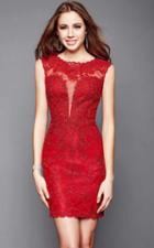 Clarisse - 3356 Lace Jewel Sheath Dress