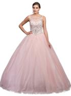 Dancing Queen - Embellished Sleeveless Illusion Bateau Ballgown
