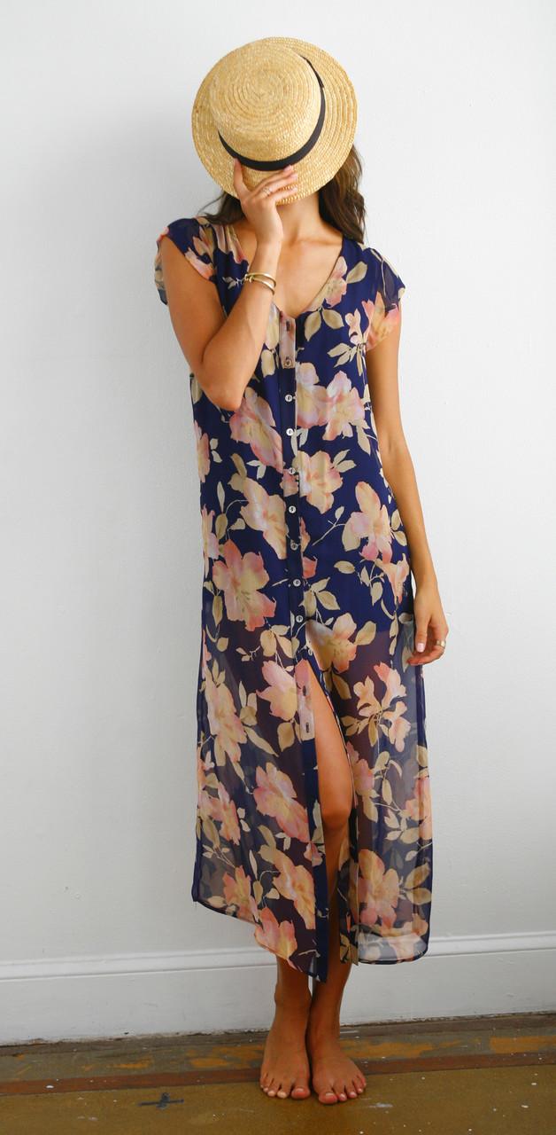 Merritt Charles - Theodore Dress - Navy Floral Long Dress