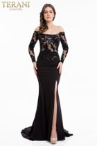 Terani Couture - 1823e7358 Sequined Long Sleeve Trumpet Dress