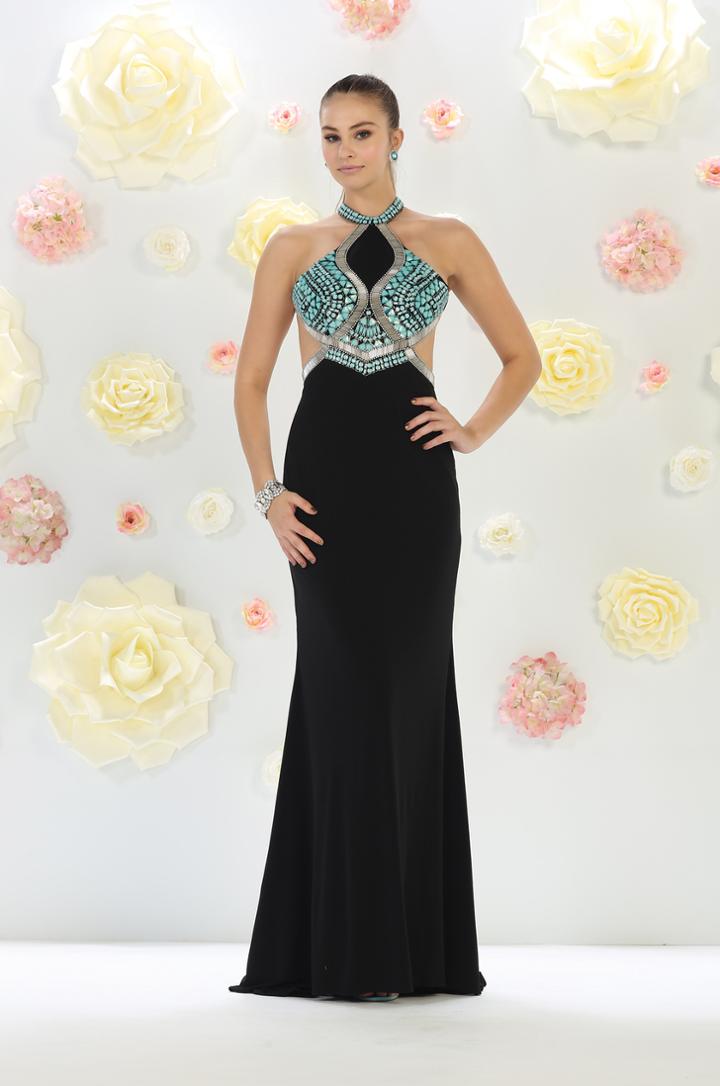 May Queen - Halter Beaded Low Back Dress Rq7462