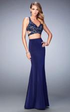 La Femme - 22437 Lace Jersey Two-piece Gown