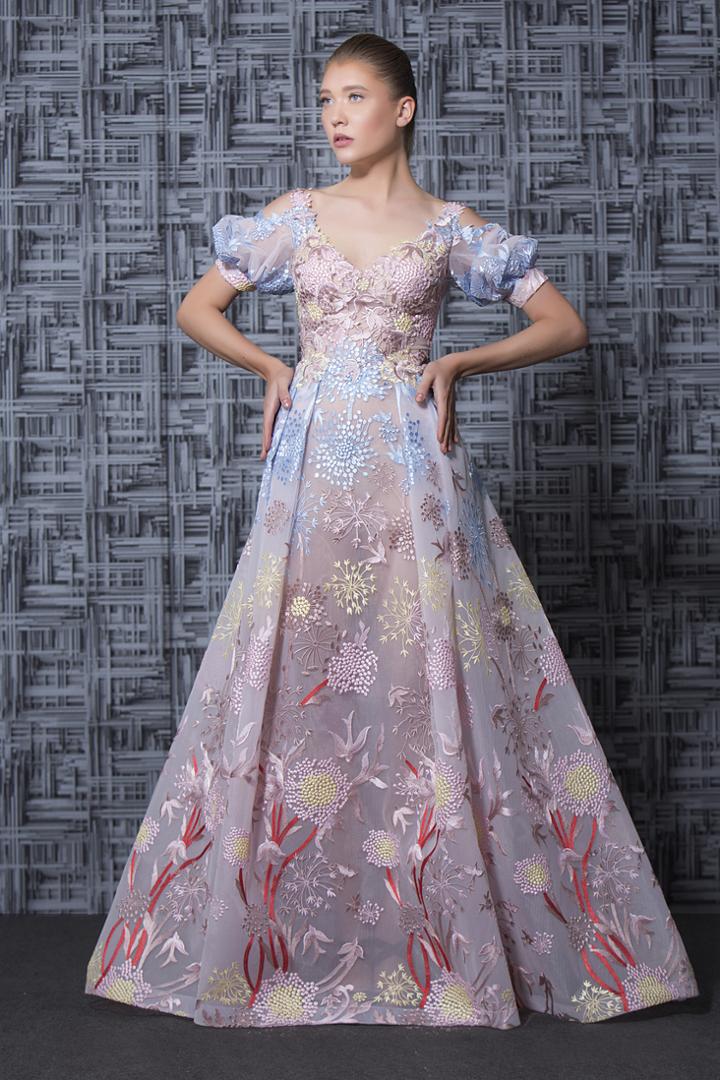 Mnm Couture - K3568 Fully Embroidered V-neck Ballgown