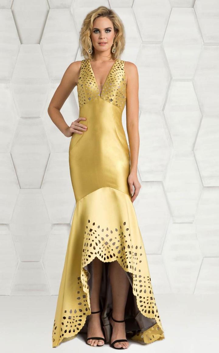 Feriani Couture - 18575 Sleeveless Deep V-neck Trumpet Dress