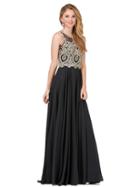 Dancing Queen - Sleeveless Illusion Jewel Lace Ornate Gown