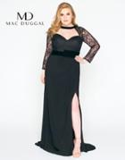Mac Duggal - 67607f Lace Long Sleeve Fitted Dress With Train