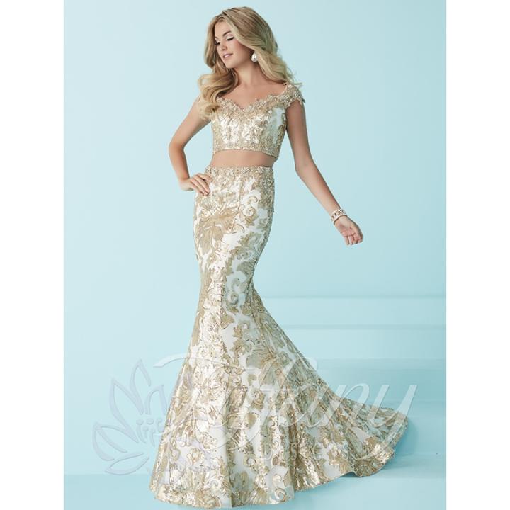 Tiffany Designs - Attractive Off-shoulder Two Piece Floral Dress 16243