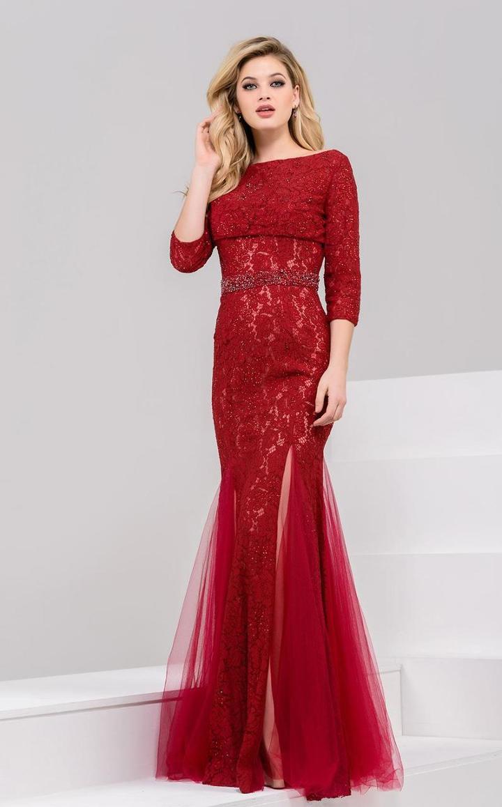 Jovani - 36916 Bejeweled Bateau Neck Trumpet Dress