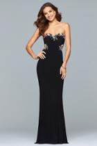 Faviana - S10064 Floral Embroidered Sweetheart Evening Gown