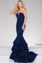 Jovani - Strapless Long Tiered Trumpet Prom Dress 31625