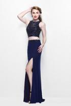 Primavera Couture - Two Piece Fitted Long Dress With Slit 1803