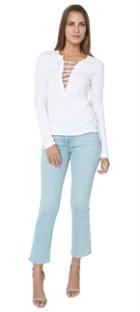 Pam & Gela - L/s Lace Up Top White