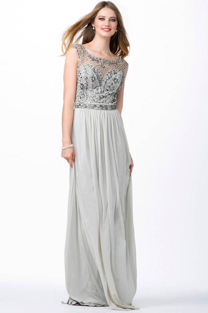 Jovani - Jvn31440 Cap Sleeve Lattice Ornate Illusion Gown