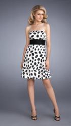 La Femme - Attractive Sequined Straight Across Neck A-line Short Dress 13380
