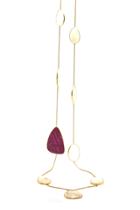 Tresor Collection - White Moonstone & Ruby Necklace In 18k Yellow Gold