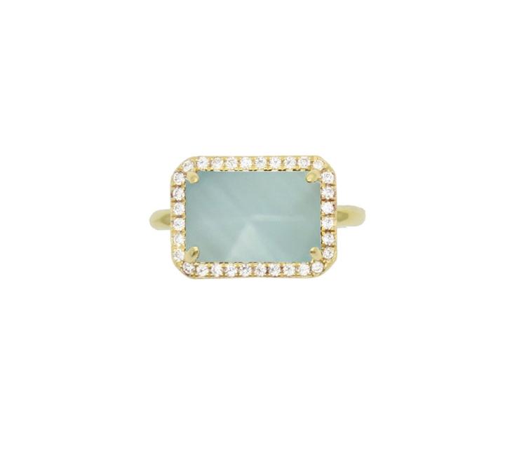 Rachael Ryen - Baguette Pave Ring In Aqua