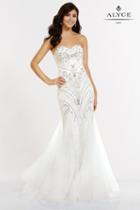 Alyce Paris - Ornate Strapless Gown In Diamond White/silver 6748