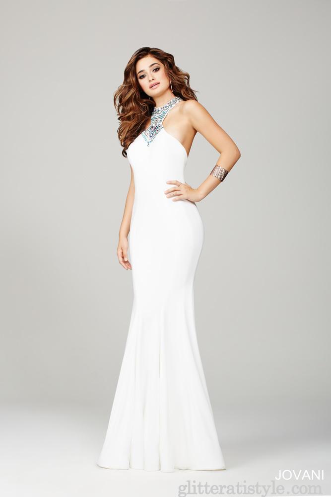 Jovani - Graceful Evening Long Gown With Jeweled Strap 33159