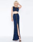 Cassandra Stone - 4672a Two Piece Sequined Stone Dress