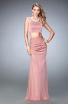 La Femme - 22498 Bejeweled Neck Two-piece Jersey Gown