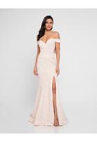 Terani Couture - 1811e6133 Off-shoulder Trumpet Dress With Bow Accent