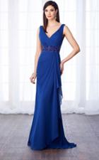 Cameron Blake - 217641 Pleated V-neck Beaded Drape Chiffon Gown