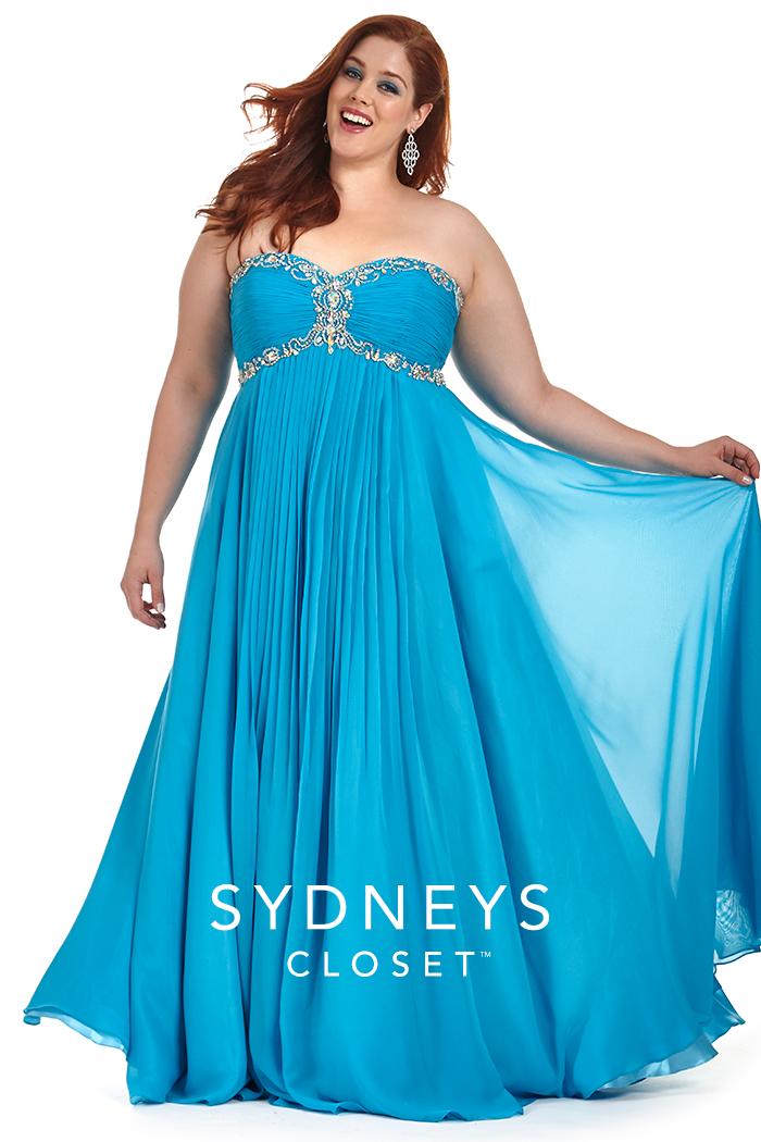 Sydney's Closet - Sc7147 Plus Size Dress In Blue