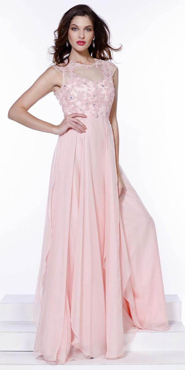 Nox Anabel - 8139 Illusion Jewel Neck A-line Dress