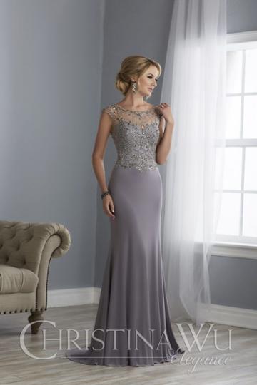 Christina Wu Elegance - 17862 Beaded Illusion Bateau Jersey Dress