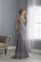 Christina Wu Elegance - 17862 Beaded Illusion Bateau Jersey Dress