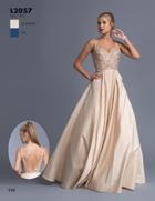 Aspeed - L2057 Sleeveless Embellished V-neck A-line Prom Gown