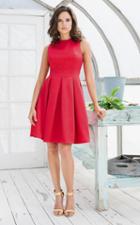 Colors Dress - 1546 Jewel Neck Pleated A-line Dress