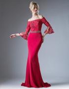 Cinderella Divine - Off-shoulder Flounce Fitted Gown